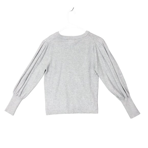 MAGASCHONI Womens Sweater SZ M Balloon Puff Sleeve Gray Knit Minimal Neutral - Picture 2 of 9